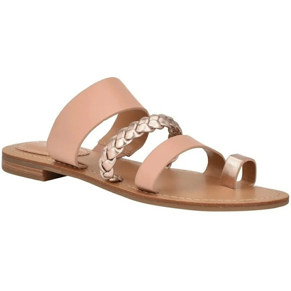 Nine West Womens Hollah Flat Sandals, PINKOVERFL Nude Gold 8.5 - Picture 1 of 8